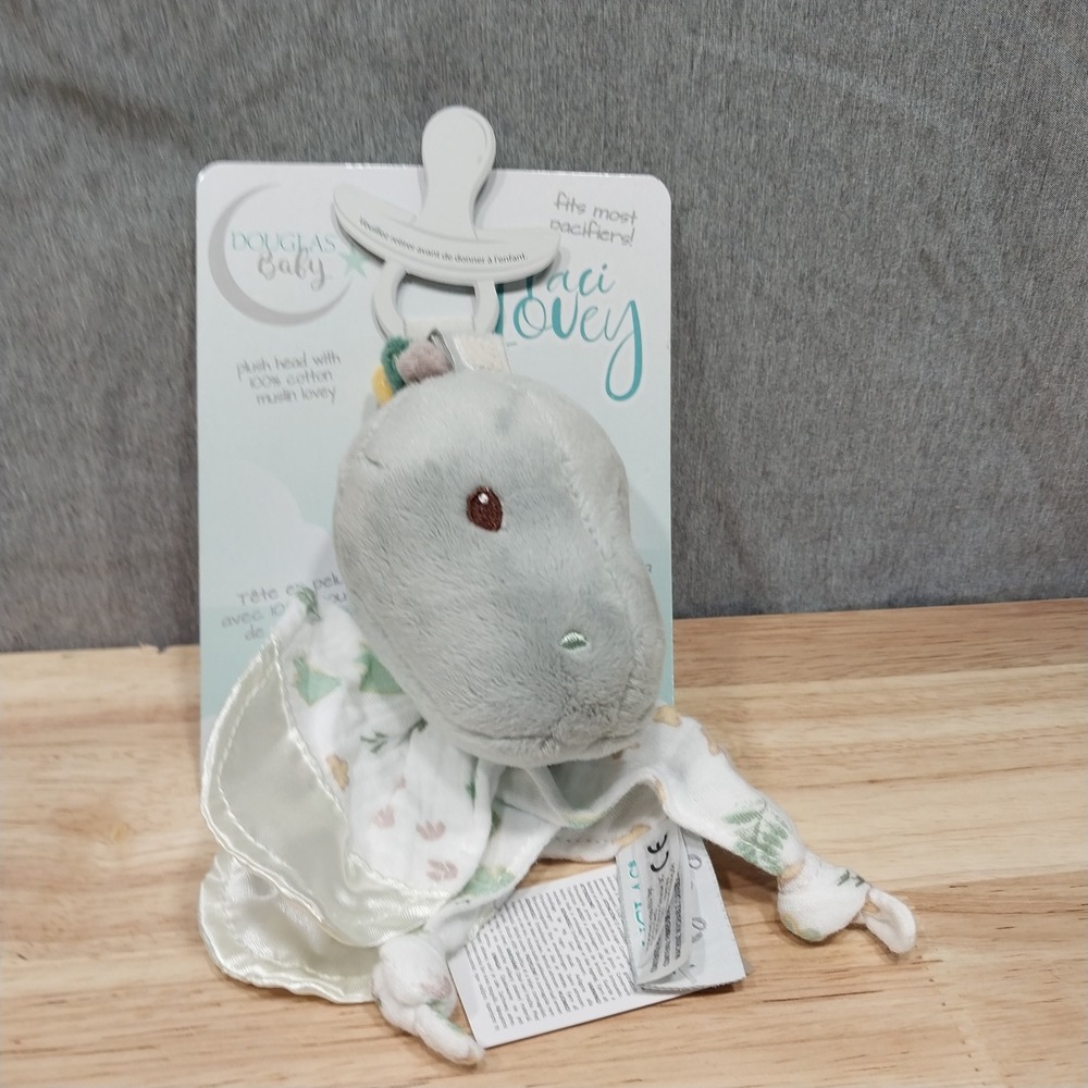Pacifier Holder Baby Lovey Danny Dino Muslin Security Blanket OS Green White